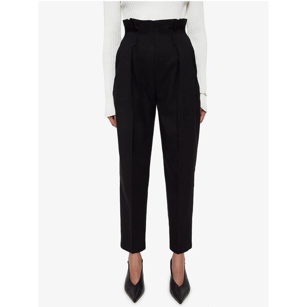 Anine Bing Black High-Rise Cropped Tapered Pants